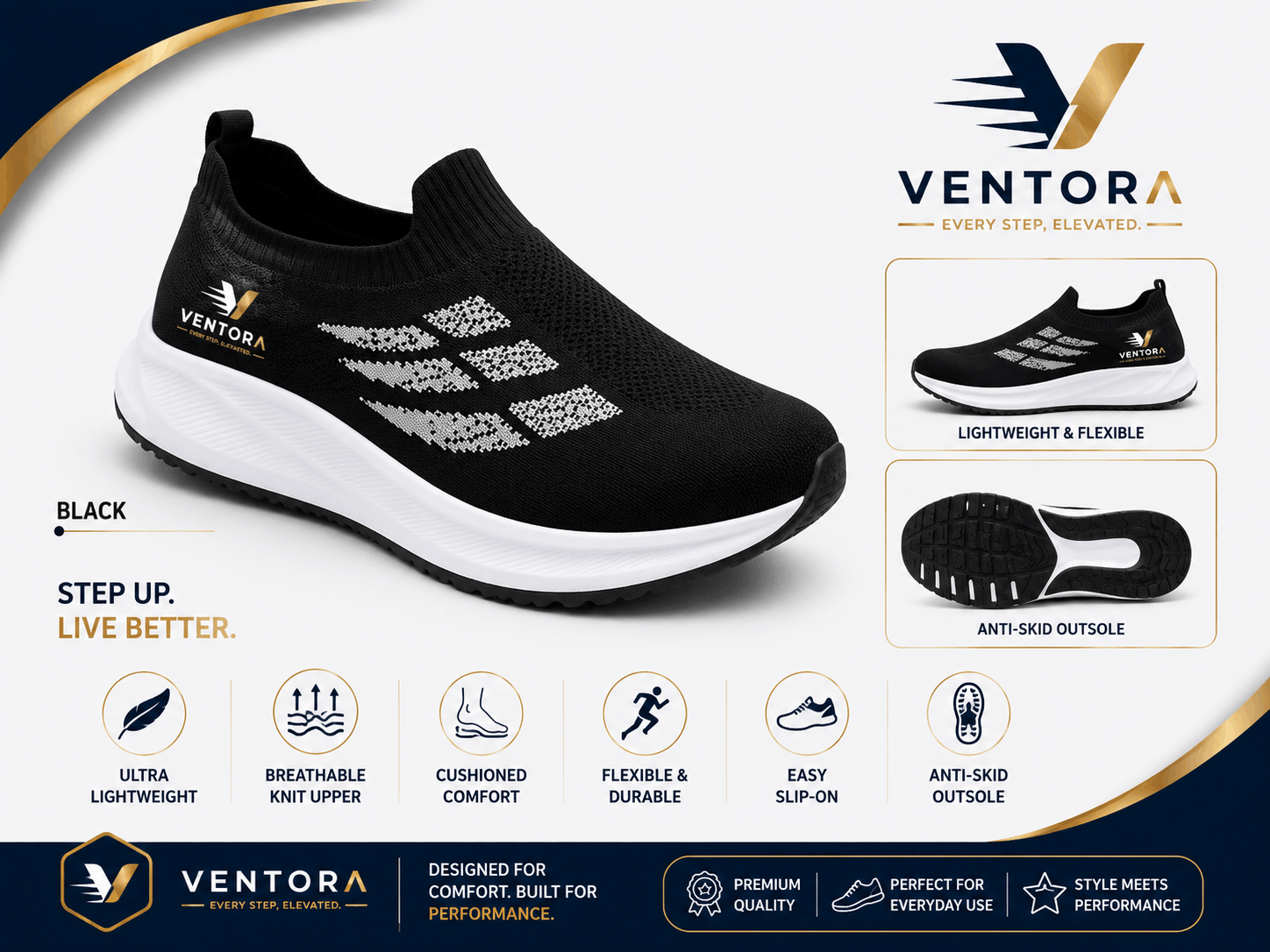 Step In To Comfort Dark Black